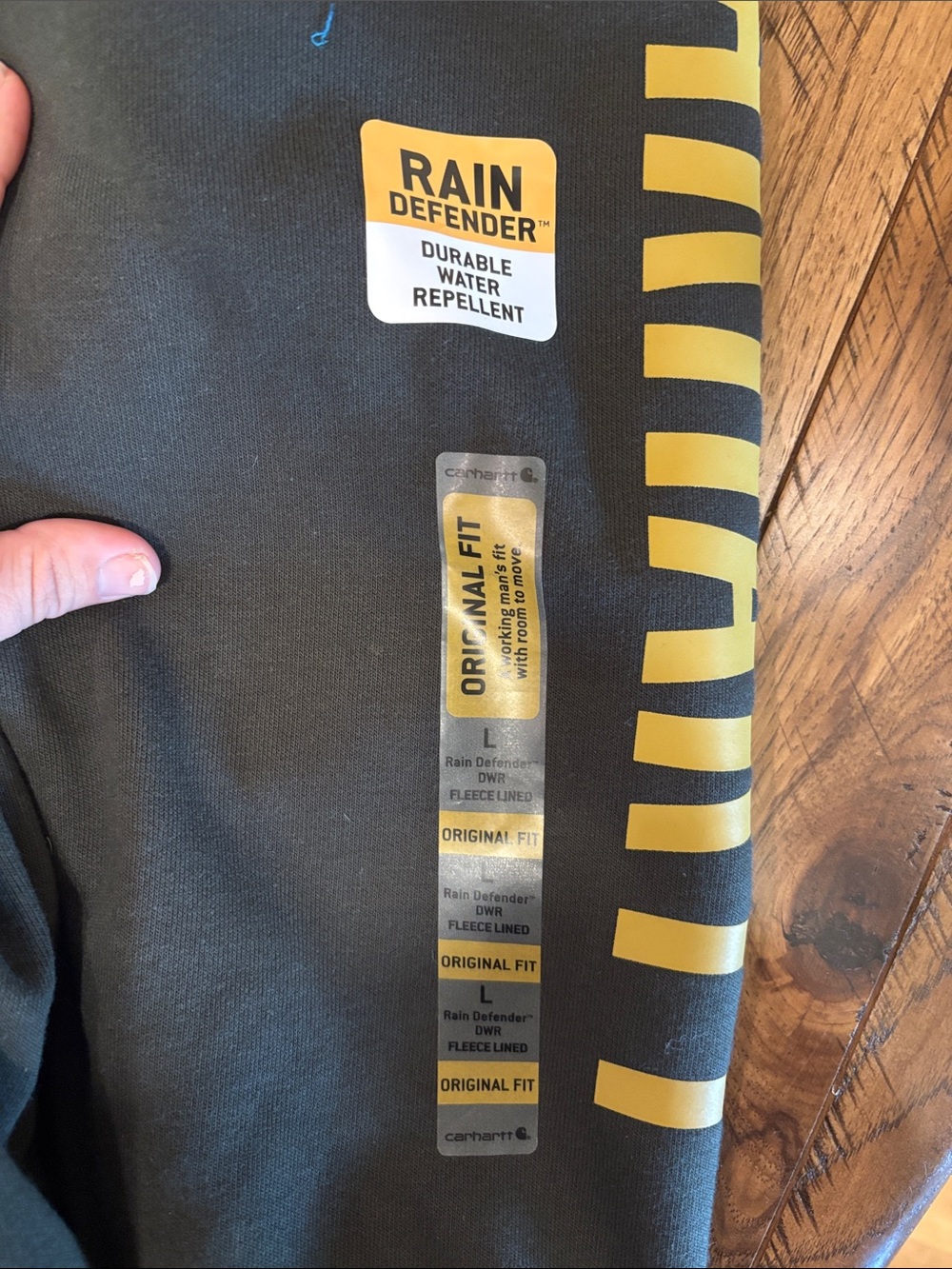 Carhartt Black Full-Zip Hoodie with Yellow Logo Striping - Picture 3 of 3